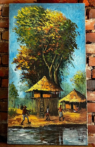 Gemälde dorf afrika - afrika, hütte
