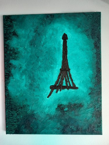 Wandbild eiffelturm grün - wandbild,