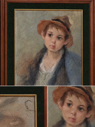 Pastellbild junge mit - junge,