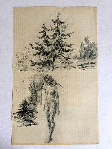 Aktzeichnung tusche auf - auf, papier